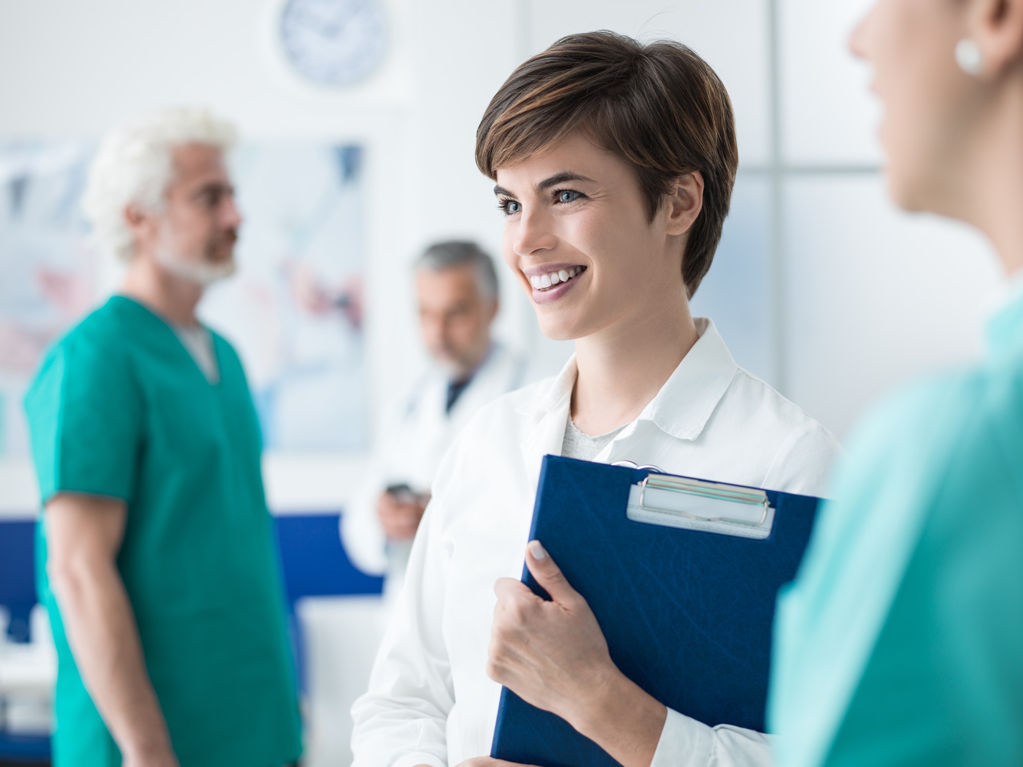 Female doctor working at the clinic